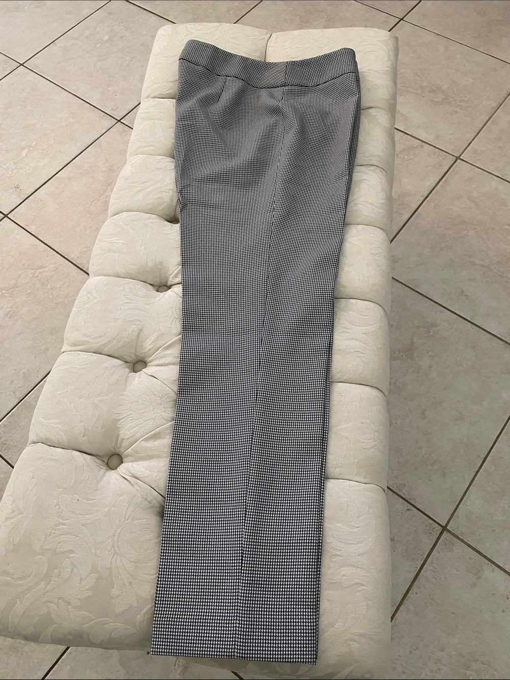 Women's Gray Houndstooth Slim Trousers